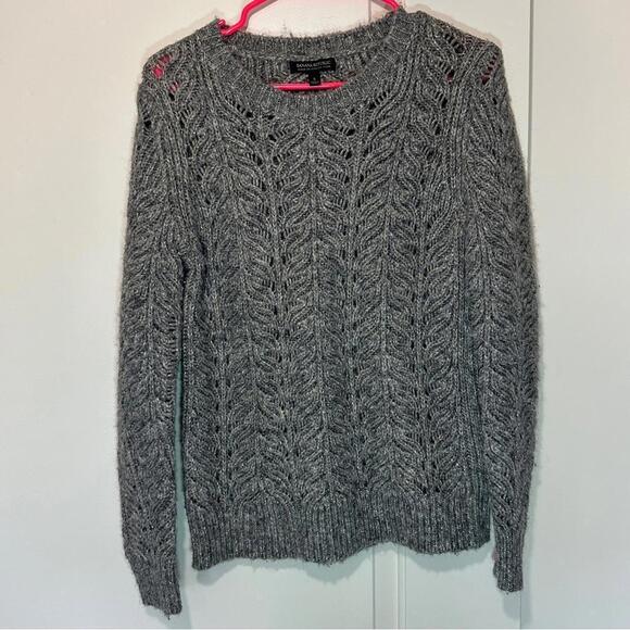 Banana Republic Cable Knit Sweater Made of‎ Italian Yarn Gray and Gold Size: S - Picture 1 of 3